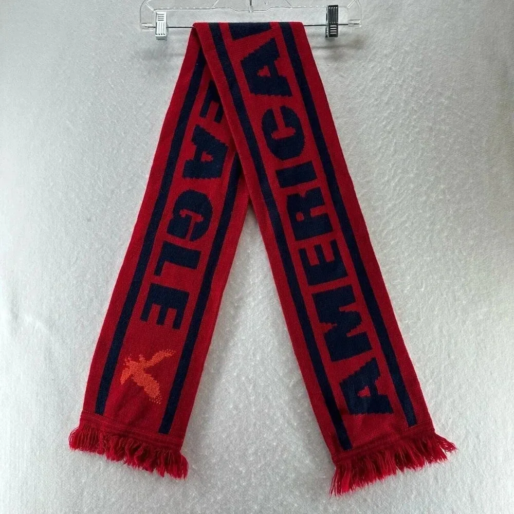 American Eagle Outfitters Scarf Adult OS Rectangle Sweater Knit Fringed Red